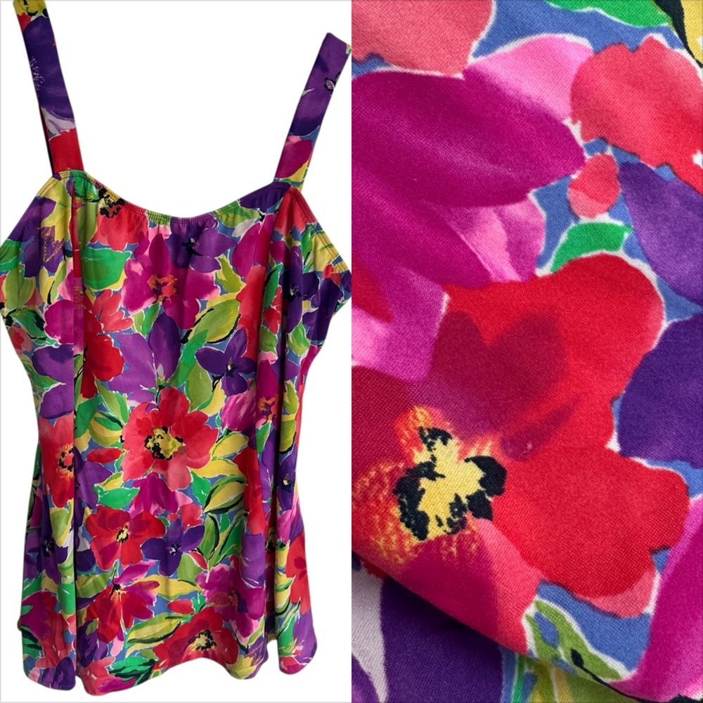 Swim Dress Inches Off by Trimera Size 16W – Bold Floral Print Swimdress
